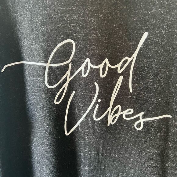 Super Soft Black Sweatshirt with Good Vibes Writing on Front Size Large - Picture 12 of 14
